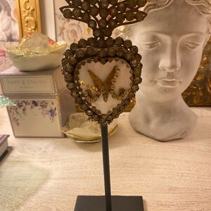 Anthropologie Gold and White Decorative Heart